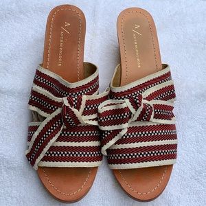 Anthropologie Strappy Bow Wedge Sandals